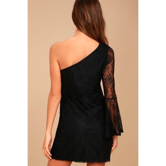 Lulu’s “Angel in Disguise” Lace One Shoulder Dress - Picture 2 of 8